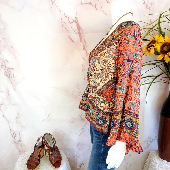 Free People gorgeous print surplice wrap top - Picture 13 of 14